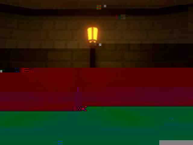 Glitched photo of a lamp and a brick wall?
